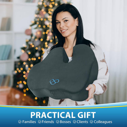 BlissTrends Seat Cushion with Velvet Cover, Thick Memory Foam Cushions for Office Chair, Car Seat, Airplane, Relieving Pressure Tailbone Sciatica Back Pain for Long Sitting, Car Drivers 4.7in Black