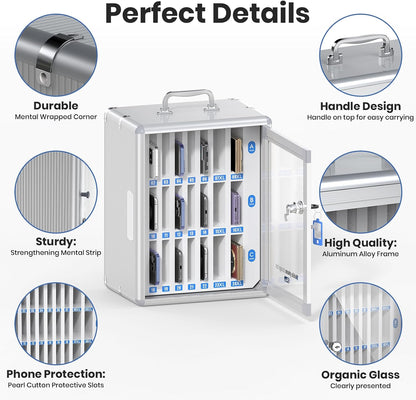 36 Slots Cell Phone Locker for Classroom, Portable Mobile Phone Storage Box with 【2 Different Size Slots】, Phone Lock Box Wall Mounted (Black)