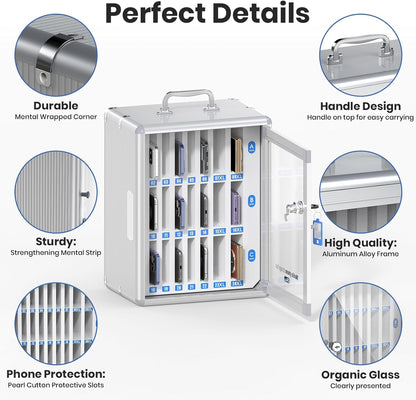 36 Slots Cell Phone Locker for Classroom, Portable Mobile Phone Storage Box with 【2 Different Size Slots】, Phone Lock Box Wall Mounted (Black)