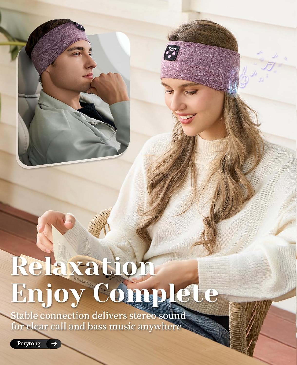 Perytong Sleep Headphones Wireless, Bluetooth Sports Headband Headphones with Ultra-Thin HD Stereo Speakers Perfect for Sleeping,Workout,Jogging,Yoga,Insomnia, Air Travel, Meditation (Grey)