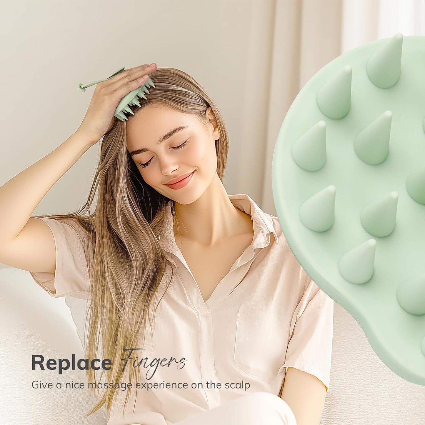 Sndyi Scalp Massager Shampoo Brush, Scalp Scrubber with Soft Silicone Bristles, Scalp Exfoliator for Dandruff Removal, Scalp Massager for Hair Growth, Wet Dry Hair Brush for Scalp Care, Green