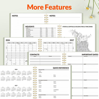 SUNEE Academic Planner 2026-2027 – Weekly & Monthly Planner, July 2026 to June 2027, 6.4"x8.3", Thick Paper, Tabs, Pockets, Bookmark, Spiral-Bound, Student Teacher Organizer, Black