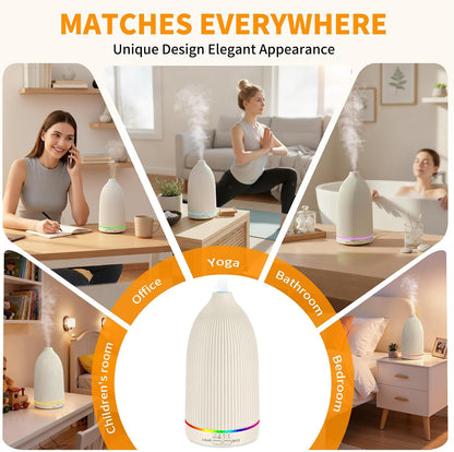 URPOWER 150ML Essential Oil Diffusers for Home, Ultrasonic Aromatherapy Diffuser with 7 Color Changing Lights, Timer & Auto Shut-Off, Scent Diffuser for Bedroom, Office, Yoga