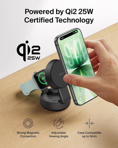 Belkin Qi2.2 25W Wireless 2 in 1 iPhone Charger, Fast Charging for Travel