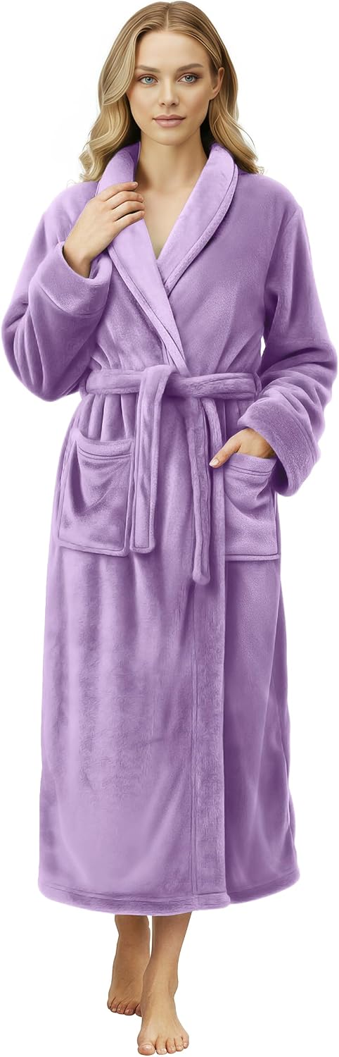 NY Threads Premium Womens Robe, Plush Fleece Long Bath Robe for Women, Fluffy Soft Women's Bathrobe