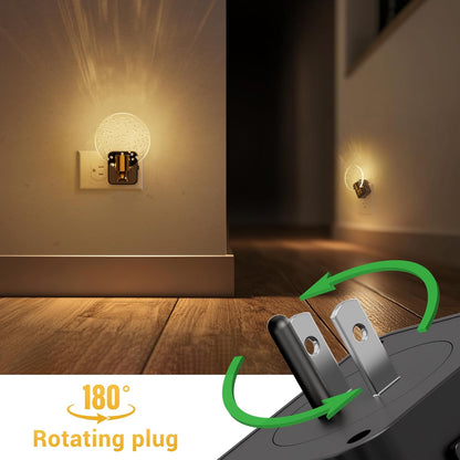 L LOHAS LED Night Lights Plug into wall, Amber Night Light with Adjustable Brightness, Plug in NightLight with Auto Light Sensor, Wall Sconce-Style Design Night Light for Bathroom,Hallway, 2 Pack