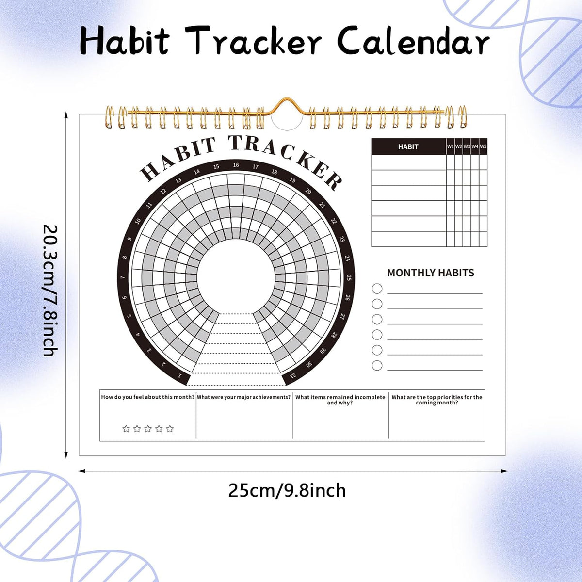 Thboxes Writable Habit Tracker Calendar, Undated 18 Months Daily, Weekly, Monthly Habit Journal with Spiral Planner for Goal Setting, Boost Productivity & Workout Motivation