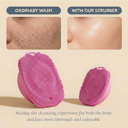 Soft Silicone Body Scrubber, Face Scrubber Silicone, Gentle Texture Exfoliating Body Scrubber for Men and Women On Sensitive Skin, Back Large Suction Cup for Easy Dry and Store (Blue)