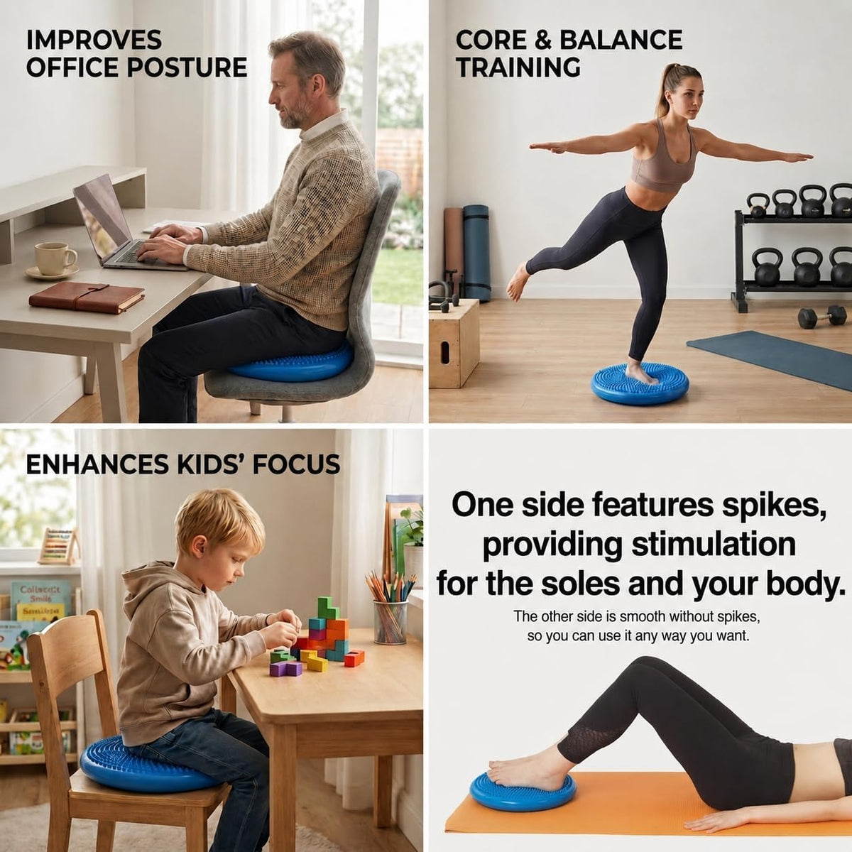 Hanstuten Wobble Seat Cushion Balance Disc - Rubber Wiggle Seat for Active Sitting, Office Desk Chair, and Core Strength Training