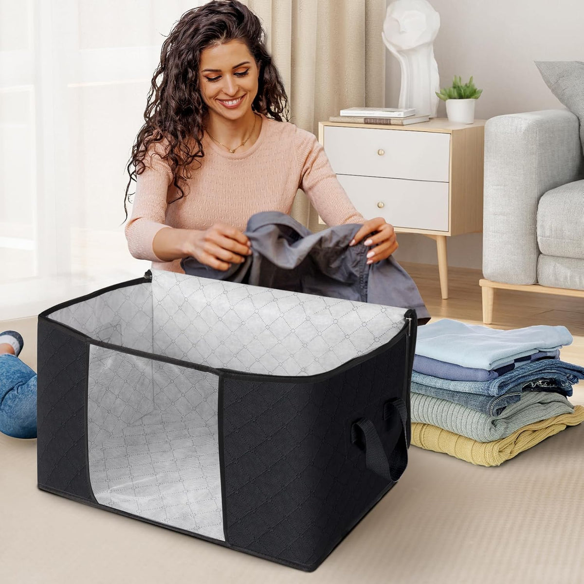 Fab totes Storage Bags for Clothes Blanket Storage Bins with Lids