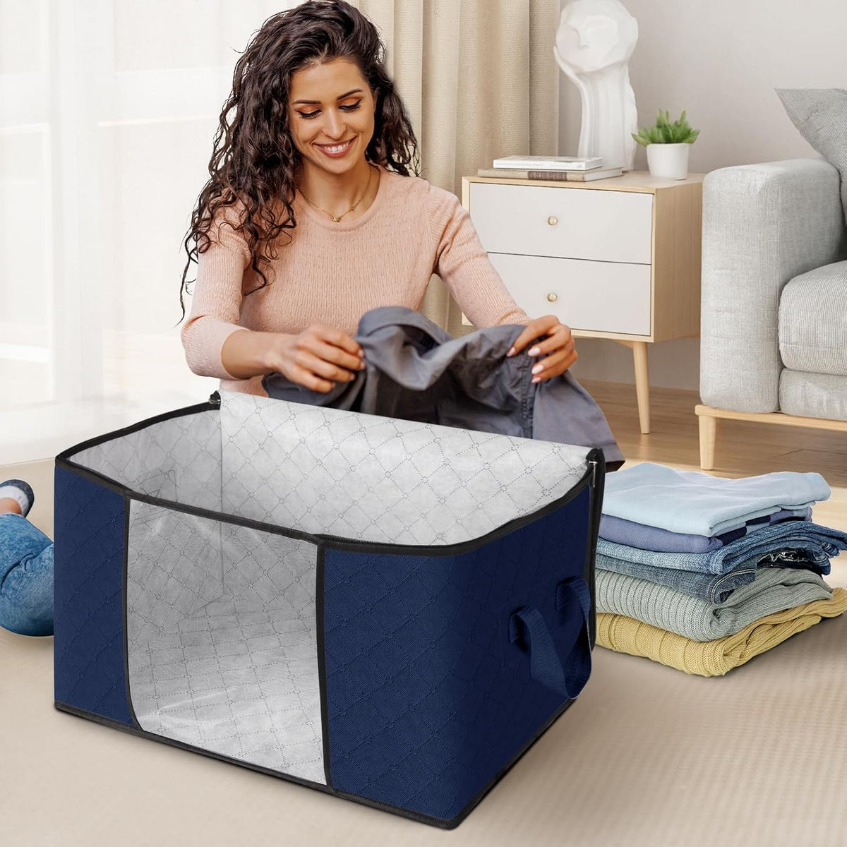 Fab totes Storage Bags for Clothes Blanket Storage Bins with Lids