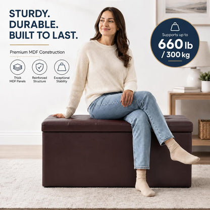 ALASDO Storage Ottoman Footrest Stool Small Ottoman with Storage Foldable Ottomans Foot Rest Footstool Bench for Living Room 17x13x13inches Grey