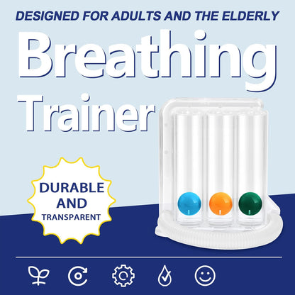 Breathing Exercise Device for Lungs, Lung Exerciser Device – 5000ml Volumetric Deep Breathing Trainer with Flow Rate Indicator for Respiratory Health & Recovery