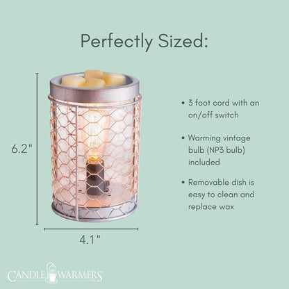 Candle Warmers ETC. Vintage Bulb Illumination Fragrance Warmer- Light-Up Warmer for Warming Scented Candle Wax Melts and Tarts to Freshen Room, Apothecary