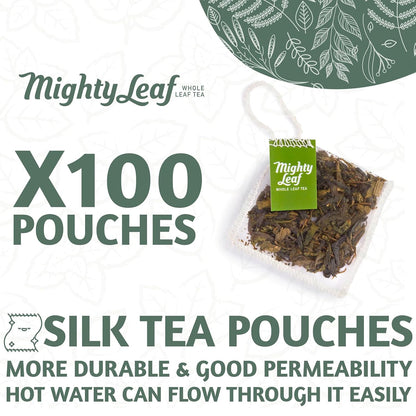Mighty Leaf Organic Green Dragon Tea – 100 Count Whole Leaf Green Tea Bags – Smooth & Earthy Flavor – Premium Silk Pouches for Wellness and Natural Energy