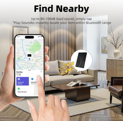 Smart Wallet Tracker Card - Item Finder for Luggage, Keys & Passport 、Compatible with Apple Find My、Slim, Rechargeable & IP68 Waterproof (4 Black)