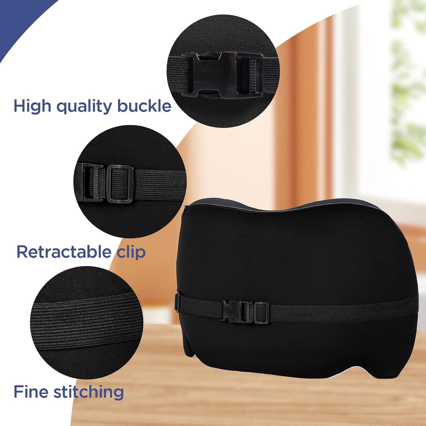 Lumbar Support Pillow for Office Chair, Car Lumbar Pillow Lower Back Pain Relief, Memory Foam Back Cushion with 4D Mesh Cover and Adjustable Straps, Ergonomic Chair Back Pillow for Car,Bed, Gaming