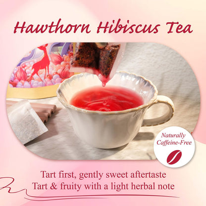 WT WEETEE Hawthorn Hibiscus Tea Bags 50ct, Caffeine-free Herbal for Heart