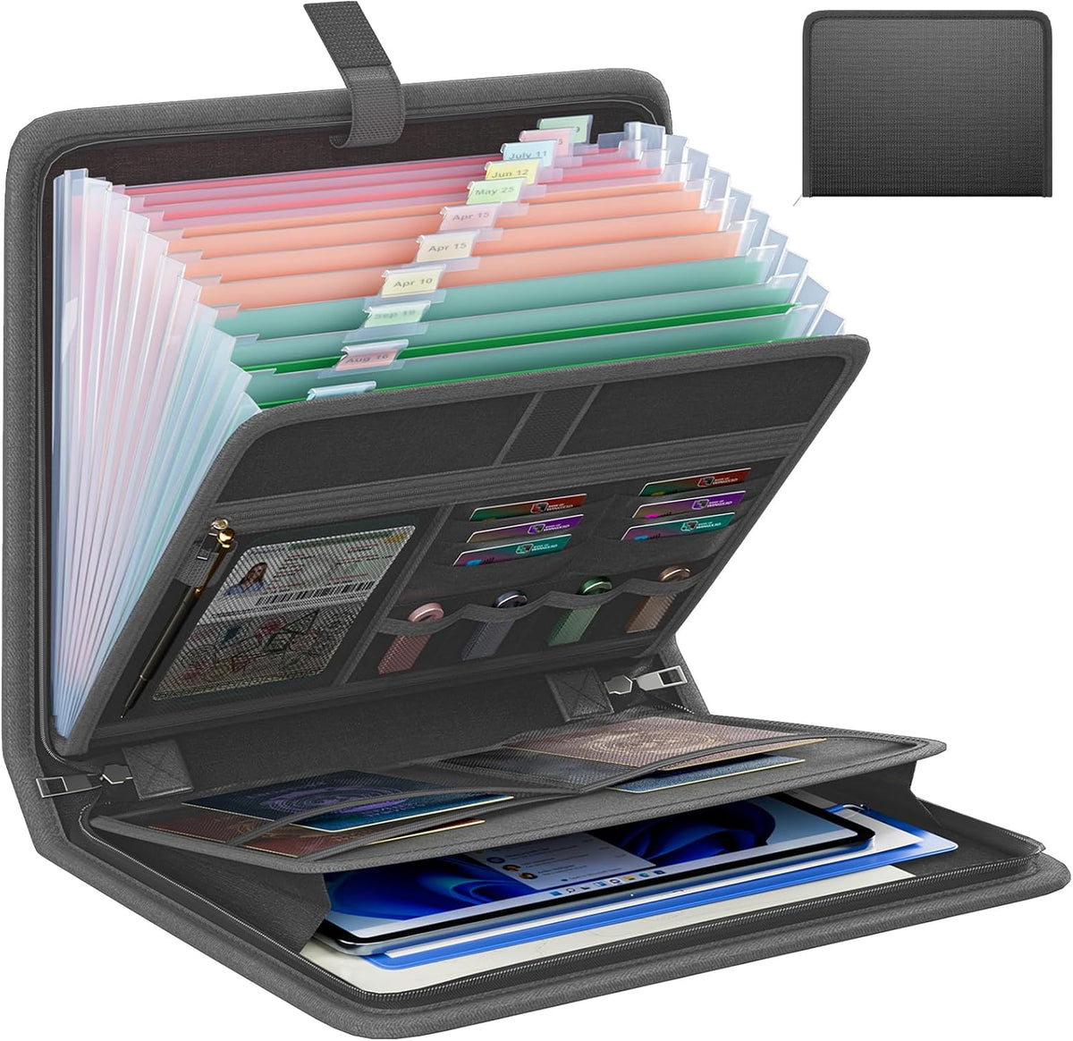 Fireproof Accordion File Organizer, Expanding File Folder with 13 Pockets