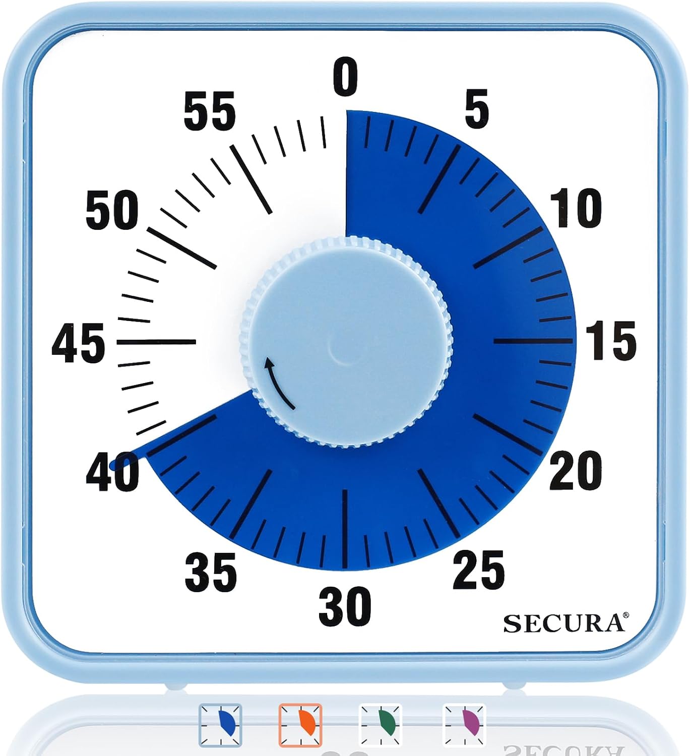 Secura 7.5 Inch Visual Timer, 60 Minute Visual Oversize Countdown Timer for Kids and Adults, Durable Mechanical Time Management Tool (Dark Green)