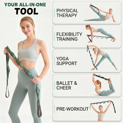 Acozycoo Stretching Strap with Loops for Physical Therapy,Yoga Strap for Stretching,Home Workout,Pilate & Flexibility Training,Non-Elastic Exercise Stretch Band for Hamstring,Leg Stretcher Belt,Flexibility Fascia