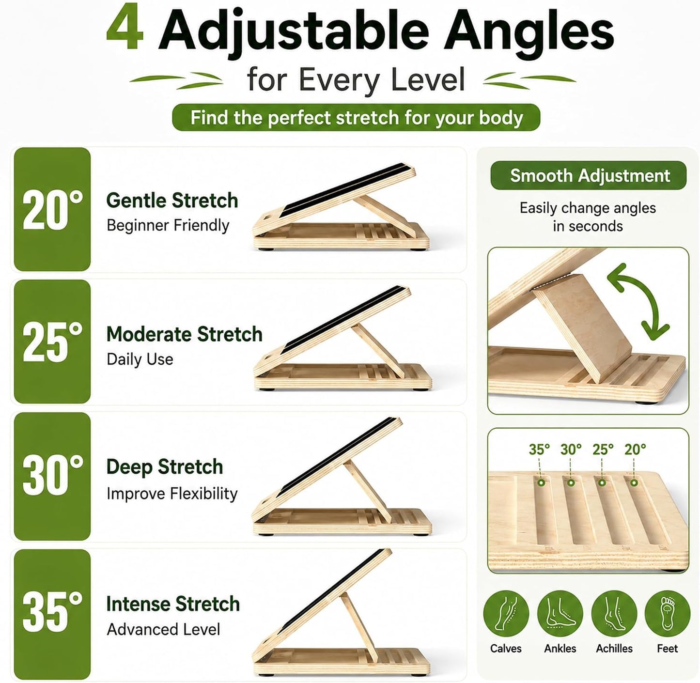 MUCITAGF Professional Slant Board, Adjustable Incline Board and Calf Stretcher, Slant Board for Calf Stretching, Calf Stretch Board