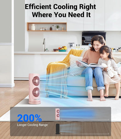Personal Tower Cooling Fans that Blow Cold Air, Standing Small Desk Fan with 3 Speeds & Timer, 60° & 110° Oscillating Table Fan, Quiet and Safe Electric Floor Fan for Bedroom, Bedside, Home, Office