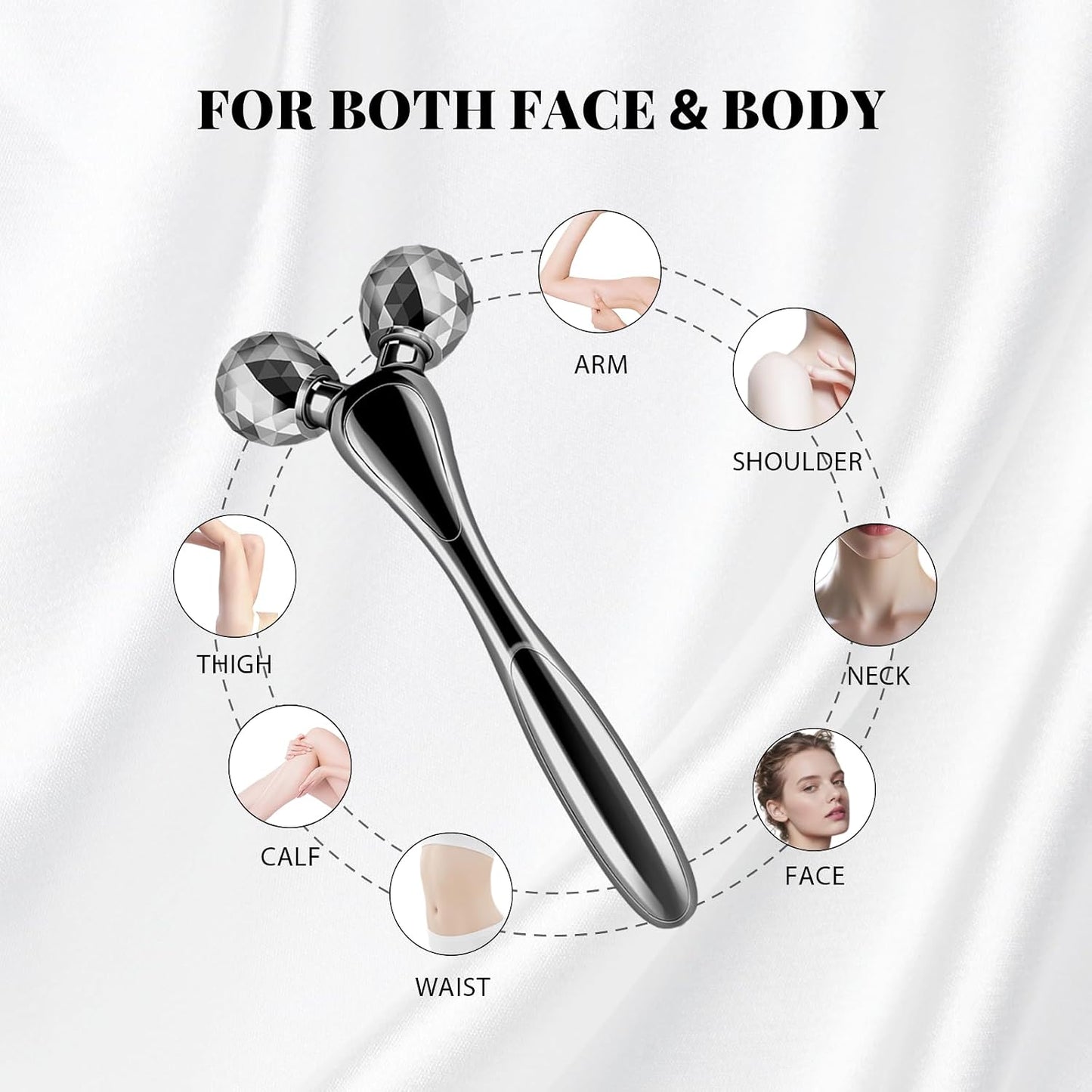 Wireless Face Massager Tool, 8-Roller 3D Face Roller for Women, LED Facial Massager,V-Shape Face Sculpting Tool for Jawline, 6 Light & Vibration Modes, USB-C Rechargeable