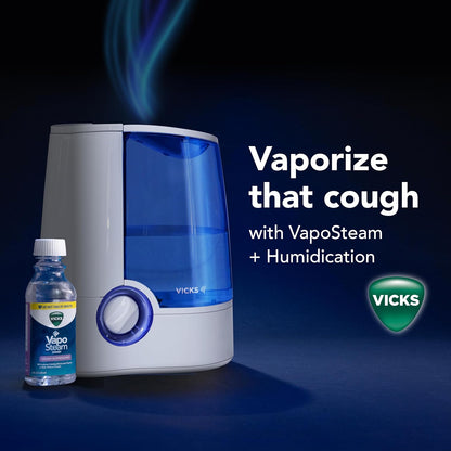 Vicks Warm Mist Humidifier Filter-Free 1-Gal Tank, Auto Shut-Off, Night Light, VapoPad and VapoSteam Compatible