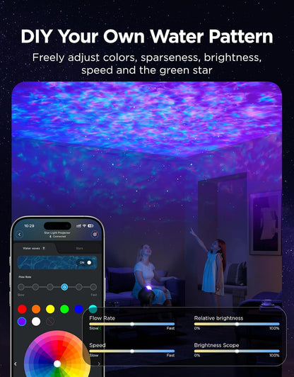Govee Star Light Projector with 3 Aurora Flowing Effects, Works with Matter, Alexa and Google Assistant, 52 Scene Modes, 18 White Noise Options, LED Night Light Projector for Bedroom, Without Plug