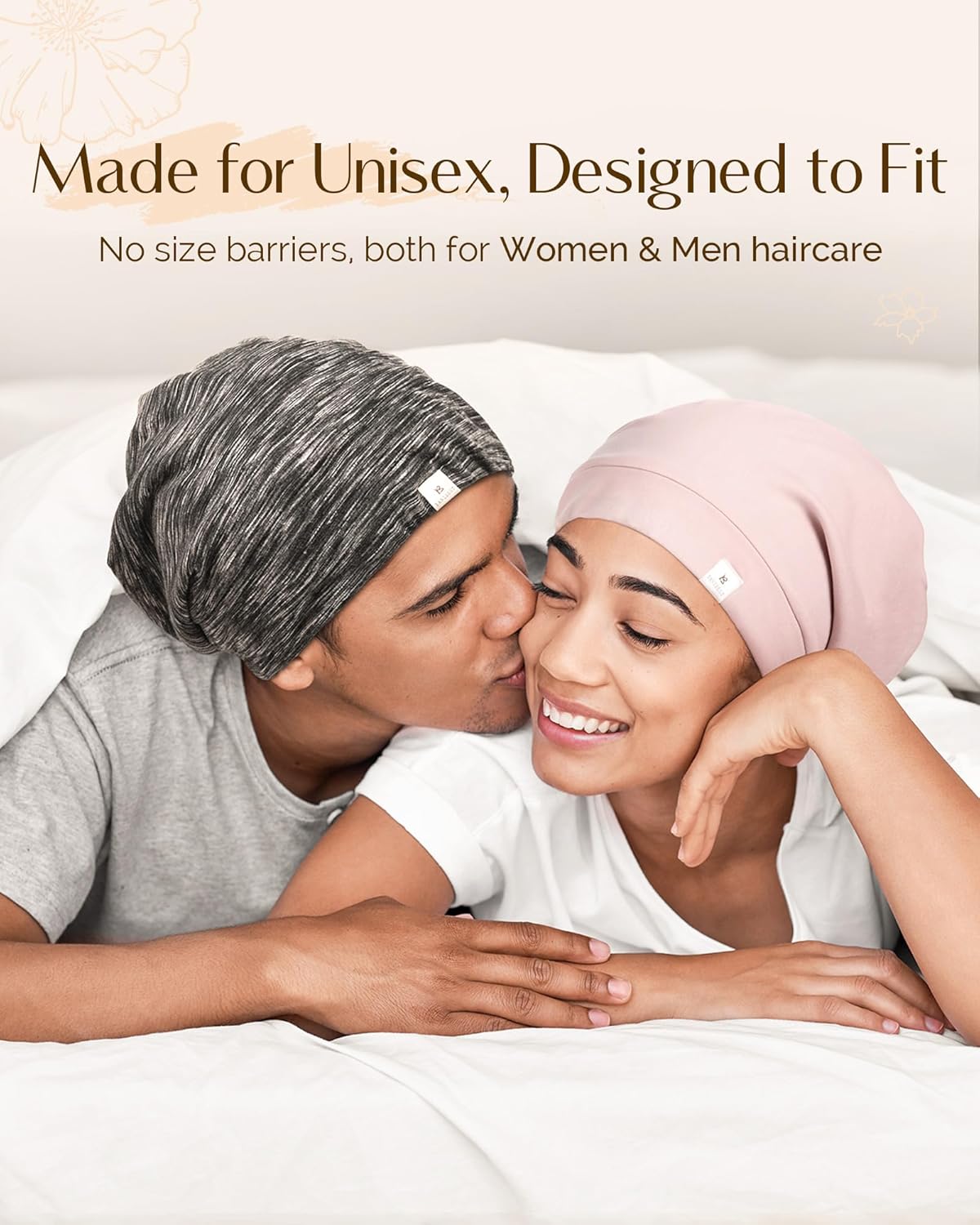 YANIBEST Hair Cover Bonnet Satin Sleep Cap - Adjustable Stay on Silk Lined Slouchy Beanie for Night Sleeping Surgical Hats Pure Black