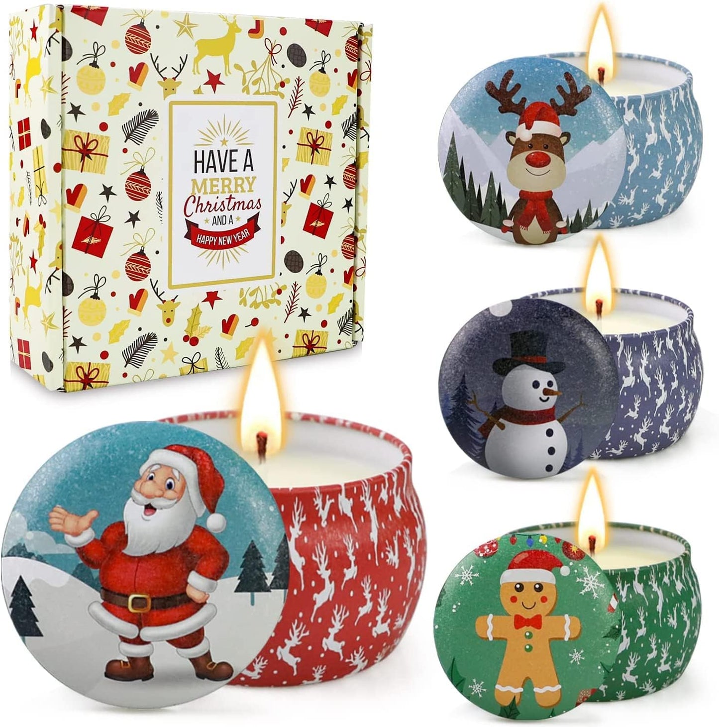 Scented Candles Gift Set for Women, 4 Pack Soy Wax Candles in Classic Bohemian Tins, Aromatherapy Candle Set, Birthday Gifts for Mom, Thank You Gifts
