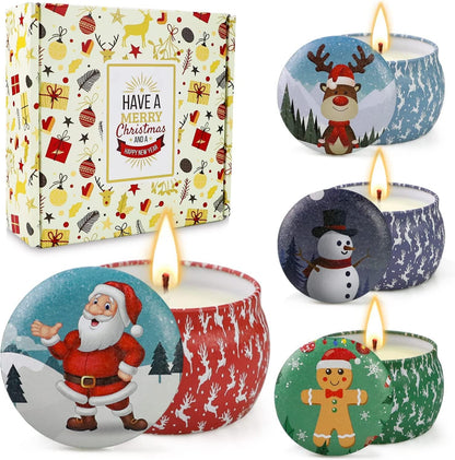 Scented Candles Gift Set for Women, 4 Pack Soy Wax Candles in Classic Bohemian Tins, Aromatherapy Candle Set, Birthday Gifts for Mom, Thank You Gifts