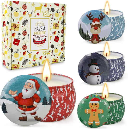 Scented Candles Gift Set for Women, 4 Pack Soy Wax Candles in Classic Bohemian Tins, Aromatherapy Candle Set, Birthday Gifts for Mom, Thank You Gifts