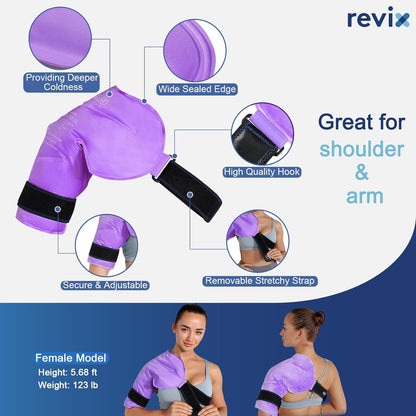 REVIX Shoulder Ice Pack for Rotator Cuff Cold Therapy, Arm Gel Ice Pack for Injuries Reusable, Flexible Cold Compression Wrap for Post-Workout Recovery, Fatigue and Shoulder Discomfort, Blue