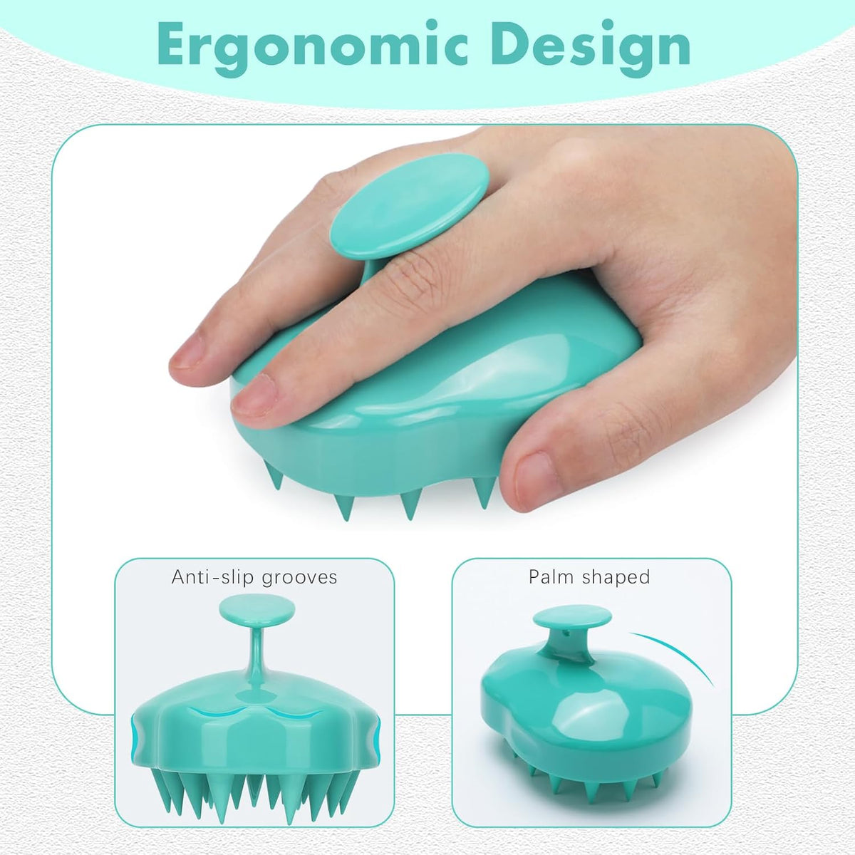FREATECH Scalp Scrubber Scalp Massager Hair Growth, Shower Shampoo Brush with Silicone Bristles for Dandruff Removal and Hair Care, Wet & Dry Hair Massager Scalp Exfoliator for Men Women Kids，Black