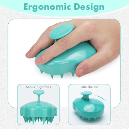 FREATECH Scalp Scrubber Scalp Massager Hair Growth, Shower Shampoo Brush with Silicone Bristles for Dandruff Removal and Hair Care, Wet & Dry Hair Massager Scalp Exfoliator for Men Women Kids，Black