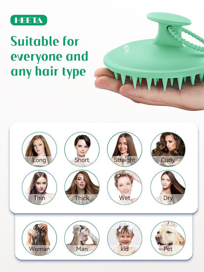 HEETA Scalp Massager Hair Growth, Scalp Scrubber with Soft Bristles, Integrated Silicone Design, Exfoliator for Dandruff Removal & Relaxation, Shampoo Brush Fit Wet Dry Hair Use, Black