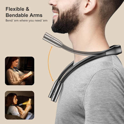 Gritin Book Light,Eye Caring 3 Colors & Stepless Dimming Neck Reading Light