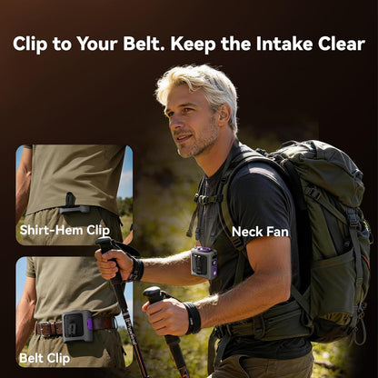 MUXNW Waist Clip Fan,100‑Speed 14000RPM,8000mAh
