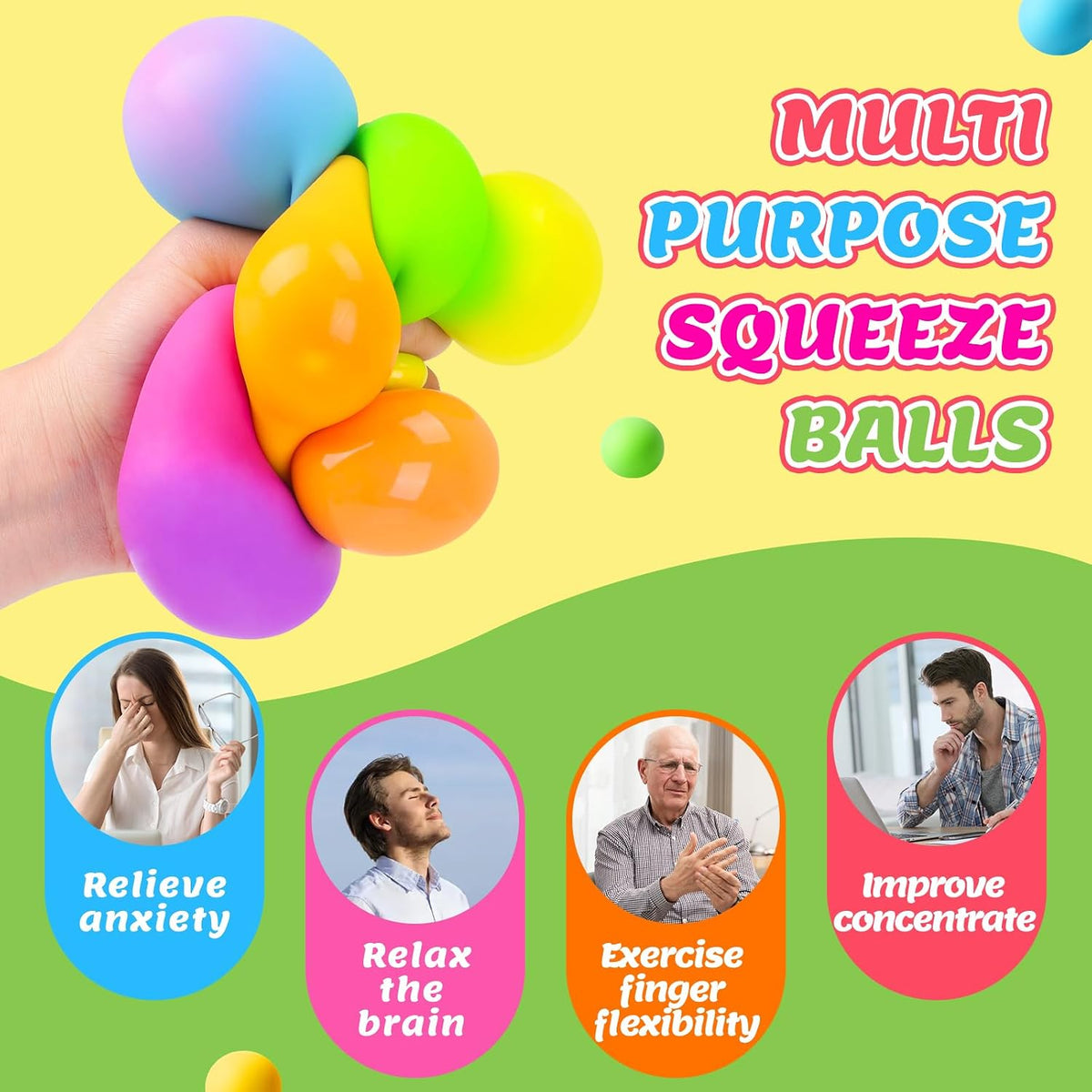 36 Pack Stress Balls, Squishy Balls, Squishy Fidget Stress Relief