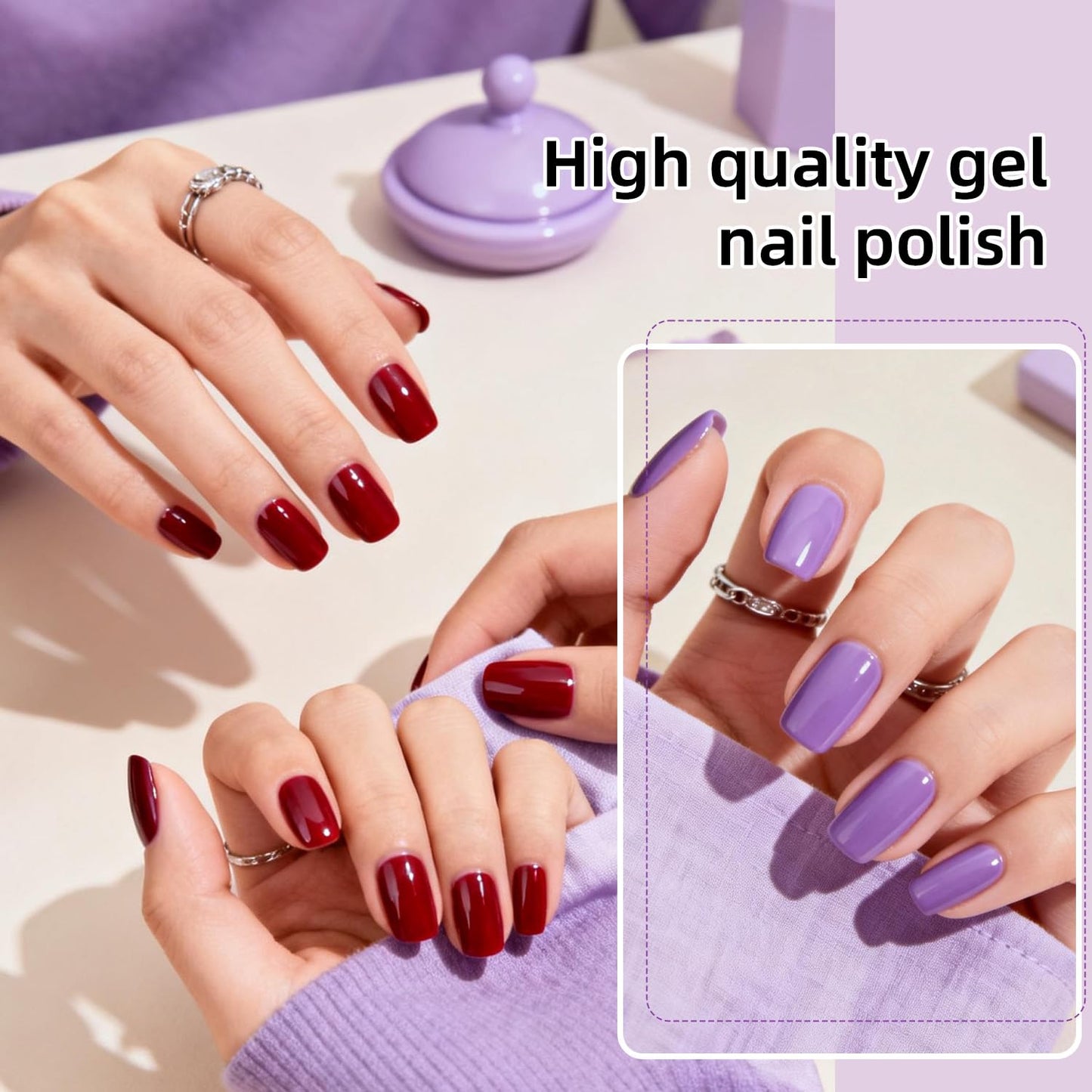 JODSONE Gel Nail Polish Kit 60 PCS with U V Light Soak off Base Top Coat 55 Shine Colors Gel Nail Kit Bright and Dark Brown Wine Red Series Manicure Set for Women and Girls