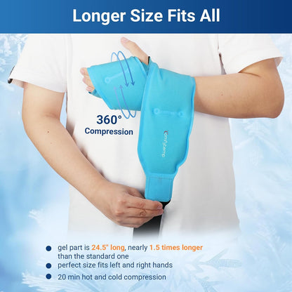 Comfytemp Wrist Ice Pack Wrap Carpal Tunnel Relief Wrist Brace, 2 Packs, FSA Eligible HSA, Gel Ice Packs for Injuries Reusable Wrap for Hand Pain, Hot Cold Compress Hand Brace, Men Women Recovery Item