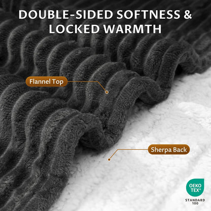 Reaks Electric Heated Throw Blanket, Silky Soft Flannel & Sherpa Heating Blanket Throw with 5 Heat Levels & 3 Hours Auto Off, Warm Gifts for Women Mom Grandma, ETL Certified (50x60 inches, White)