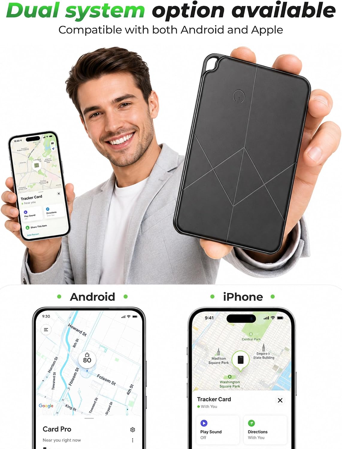 2026 Wallet Tracker Card for Android & iOS - Slim Tracking Card for Wallet GPS Tracker for Luggage Passport Keys, Wireless Charging Bluetooth Tracker Card, Works with Google Find Hub & Apple Find My