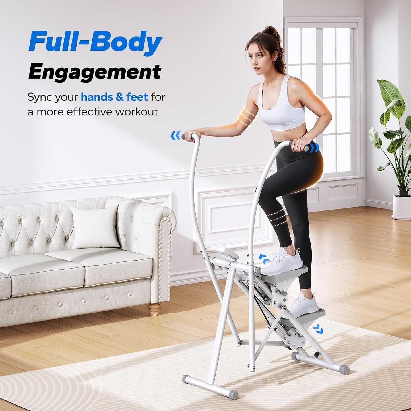 MERACH Stair Stepper for Home Gym Exercise, New Version Stairmaster for Full-Body Workout, Compact Folding Stair Climber with Extended Step Range, Adjustable Handlebar/Pedal
