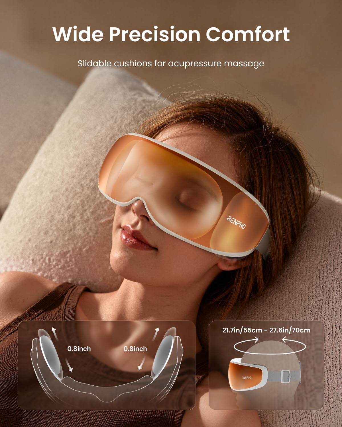 RENPHO Eye Massager with Heat and Cooling Voice Control, Birthday Gifts for Men Women, FSA Eligible HSA, Massaging Eye Mask for Dry Eyes Head Tension and Stress Relief - Eyeris Kintsugi