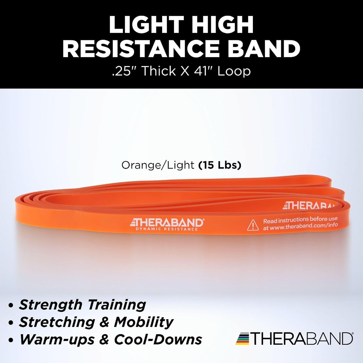 THERABAND High Resistance Band Set of 2, Light and Medium Loop, 15-25 lb