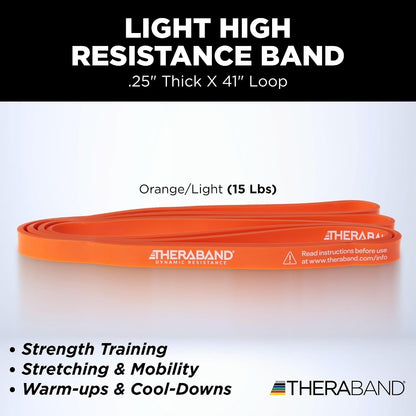 THERABAND High Resistance Band Set of 2, Light and Medium Loop, 15-25 lb
