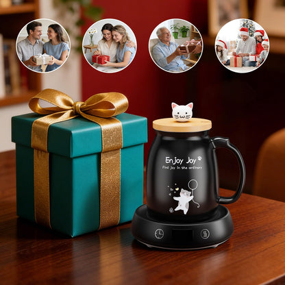 Coffee Mug Warmer Set, Smart Heated Electric Cup Warmer for Desk Office with 8H Auto Off, 1-9H Delay Startup & Shutoff Timer, 3 Temperature Control Coffee Tea Beverage Warmer, Ideal Gifts for Man